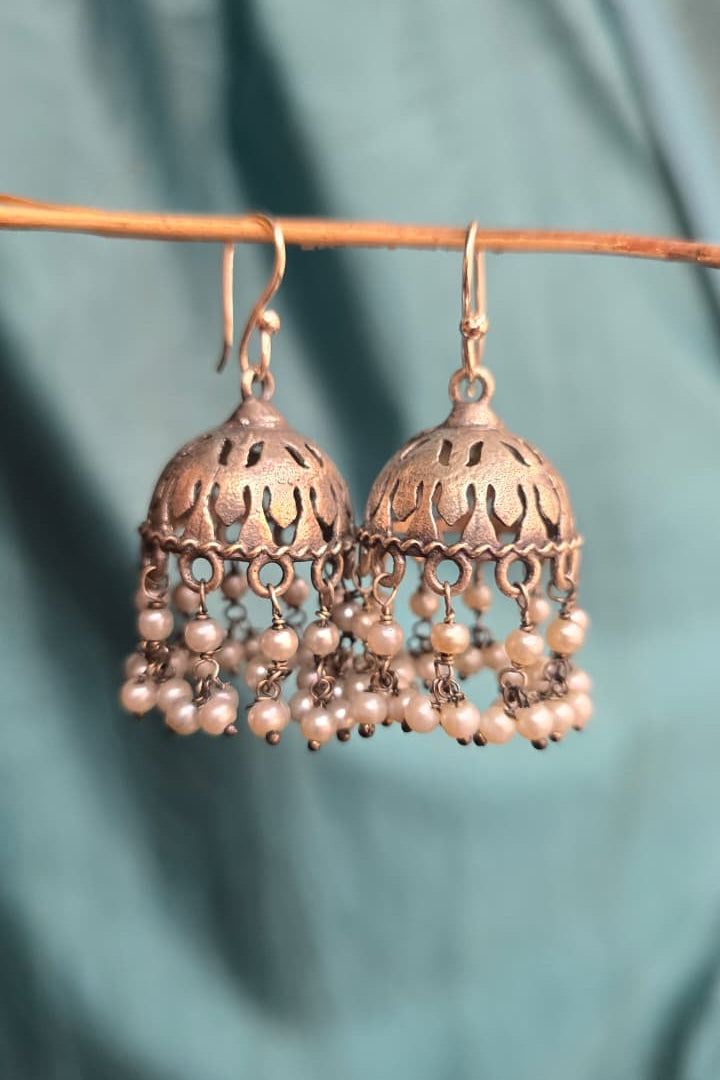 German Silver Earrings (Pearl Jhumkas)