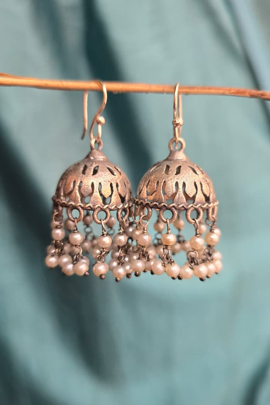 German Silver Earrings (Pearl Jhumkas)