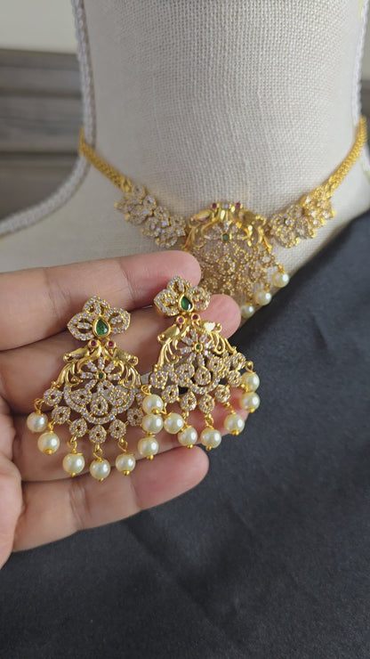 South Indian Peacock design Choker Necklace set