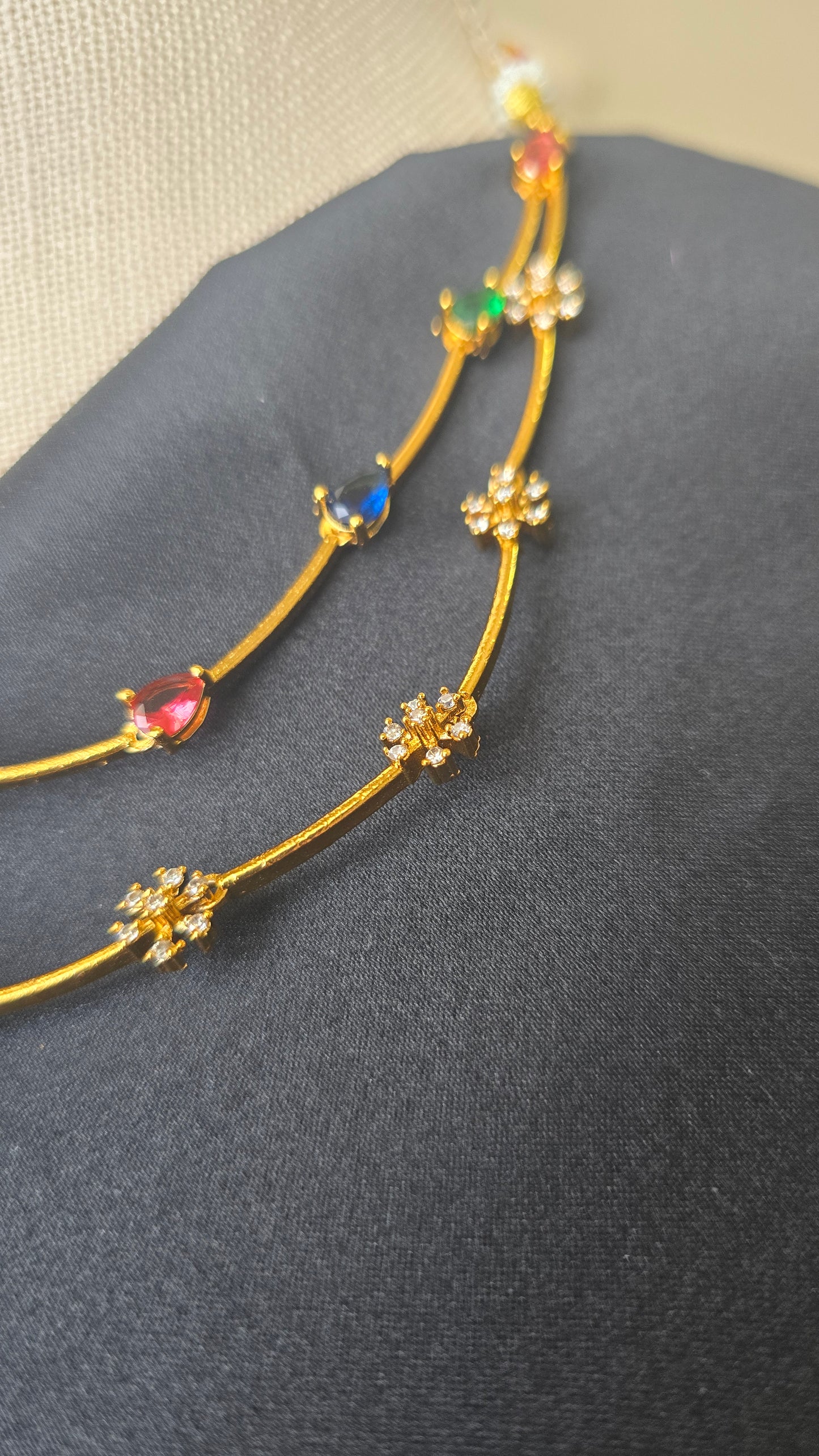 Multi Stone Necklace earrings set AD jewellery set Matte finish necklace