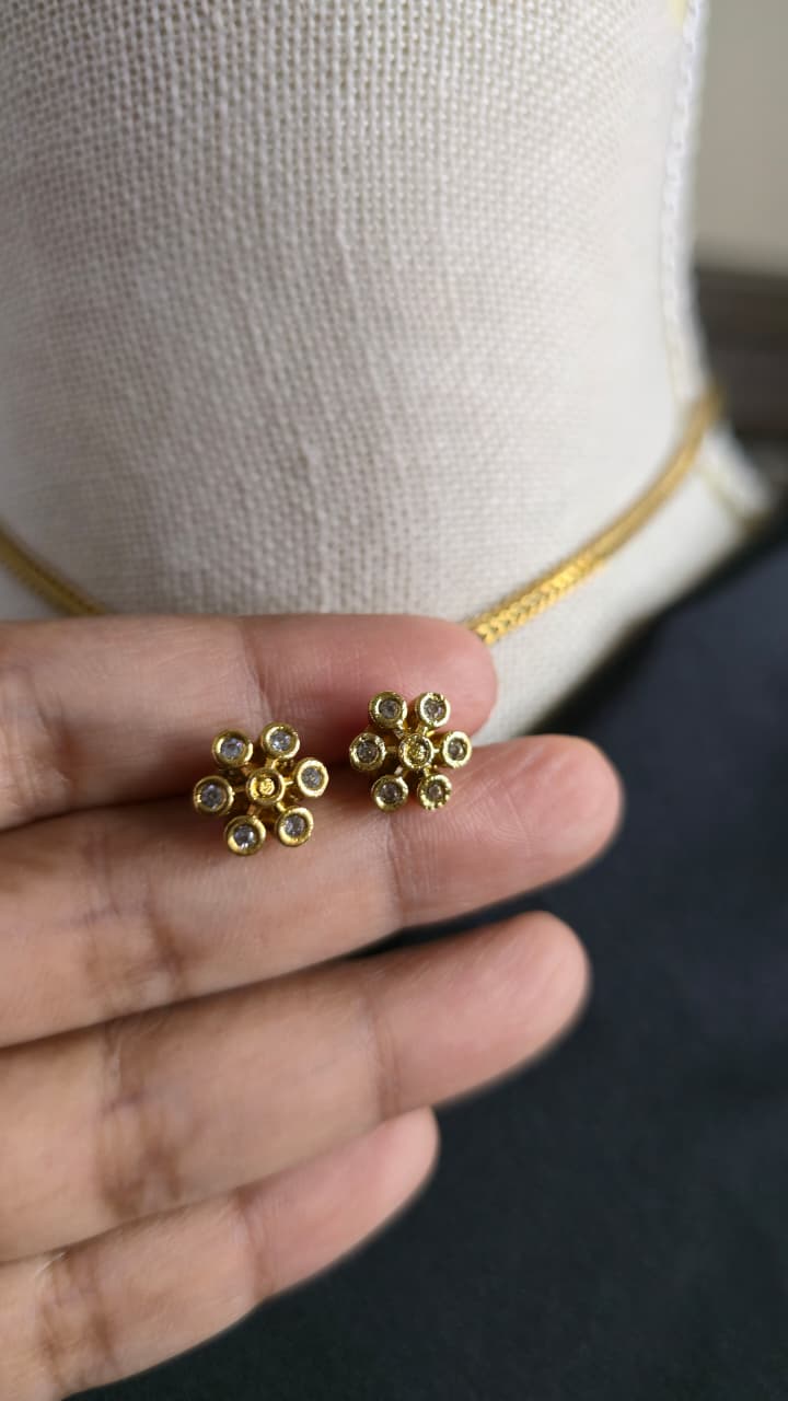 Thin Choker Gold finish matching studs Trendy Jewellery set