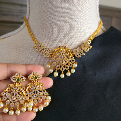 South Indian Peacock design Choker Necklace set