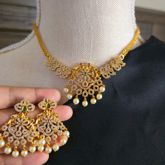 South Indian Peacock design Choker Necklace set
