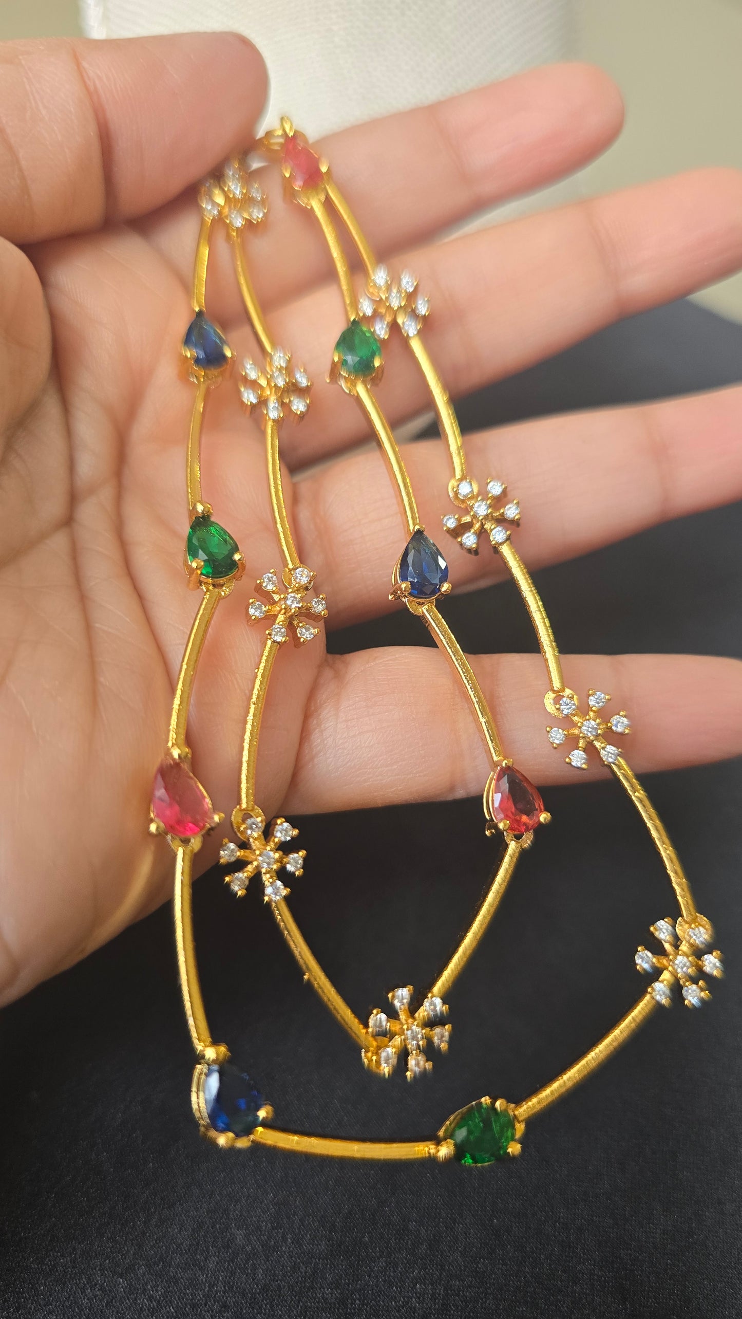 Multi Stone Necklace earrings set AD jewellery set Matte finish necklace