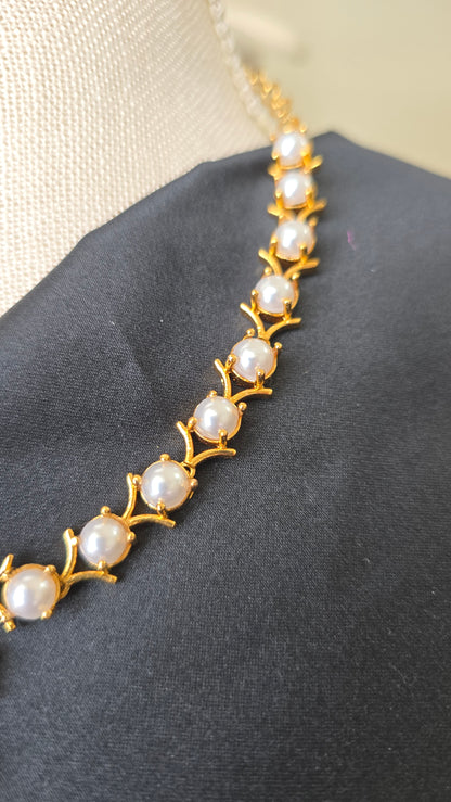 INDIAN PEARL NECKLACE GOLD finish set with matching earrings